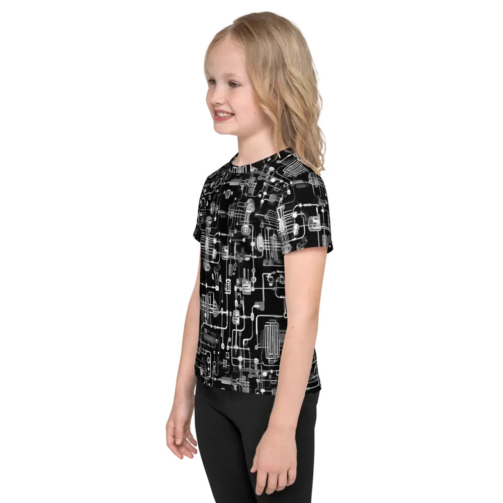 Noir Circuit on Kids Crew Neck T-Shirt — Left