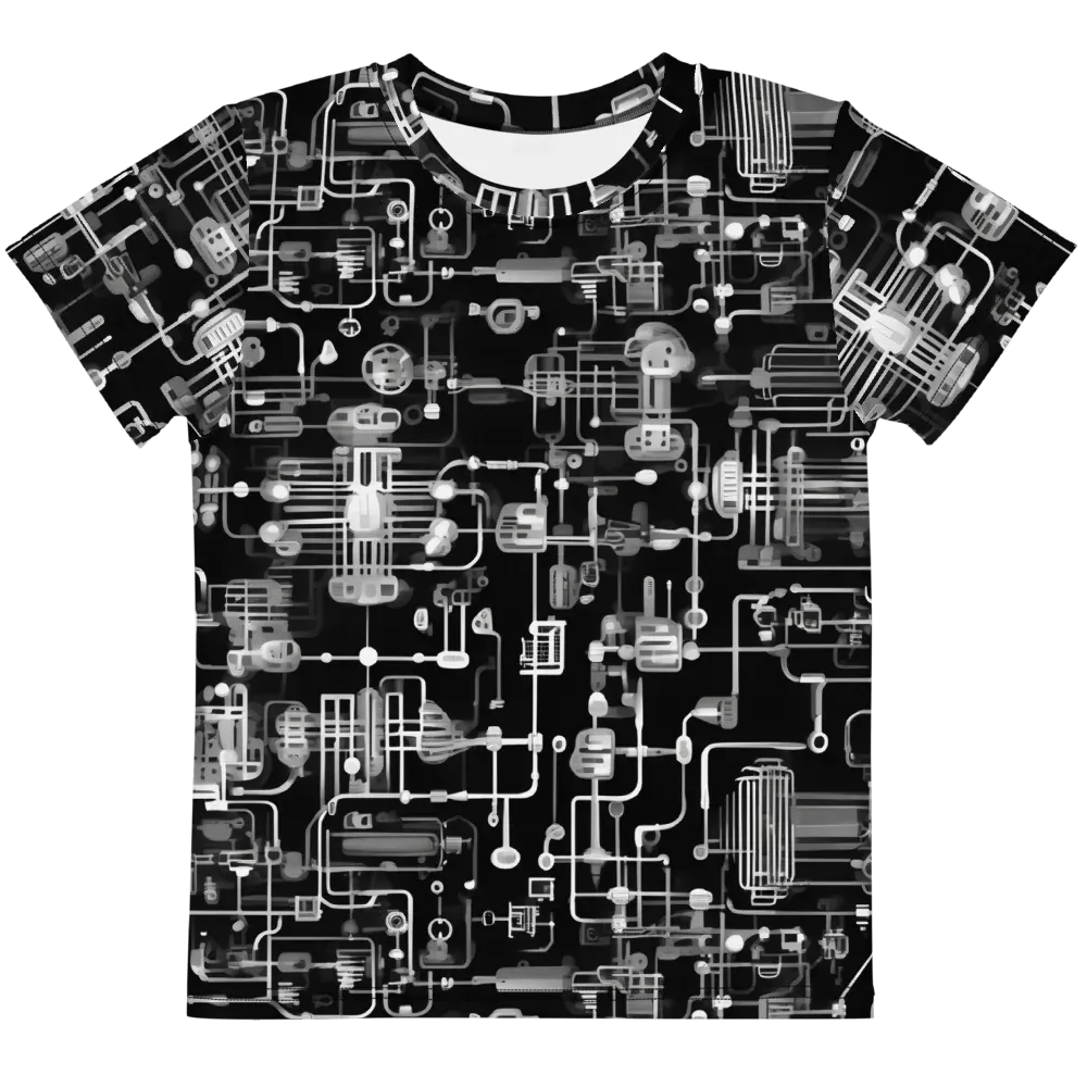 Noir Circuit on Kids Crew Neck T-Shirt — Front