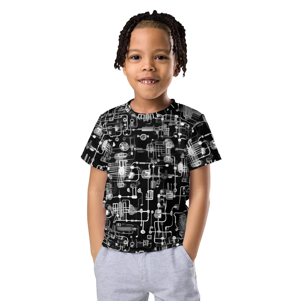 Noir Circuit on Kids Crew Neck T-Shirt — Front