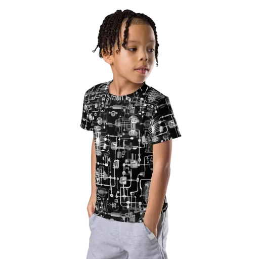 Noir Circuit on a Kids Crew Neck T-Shirt