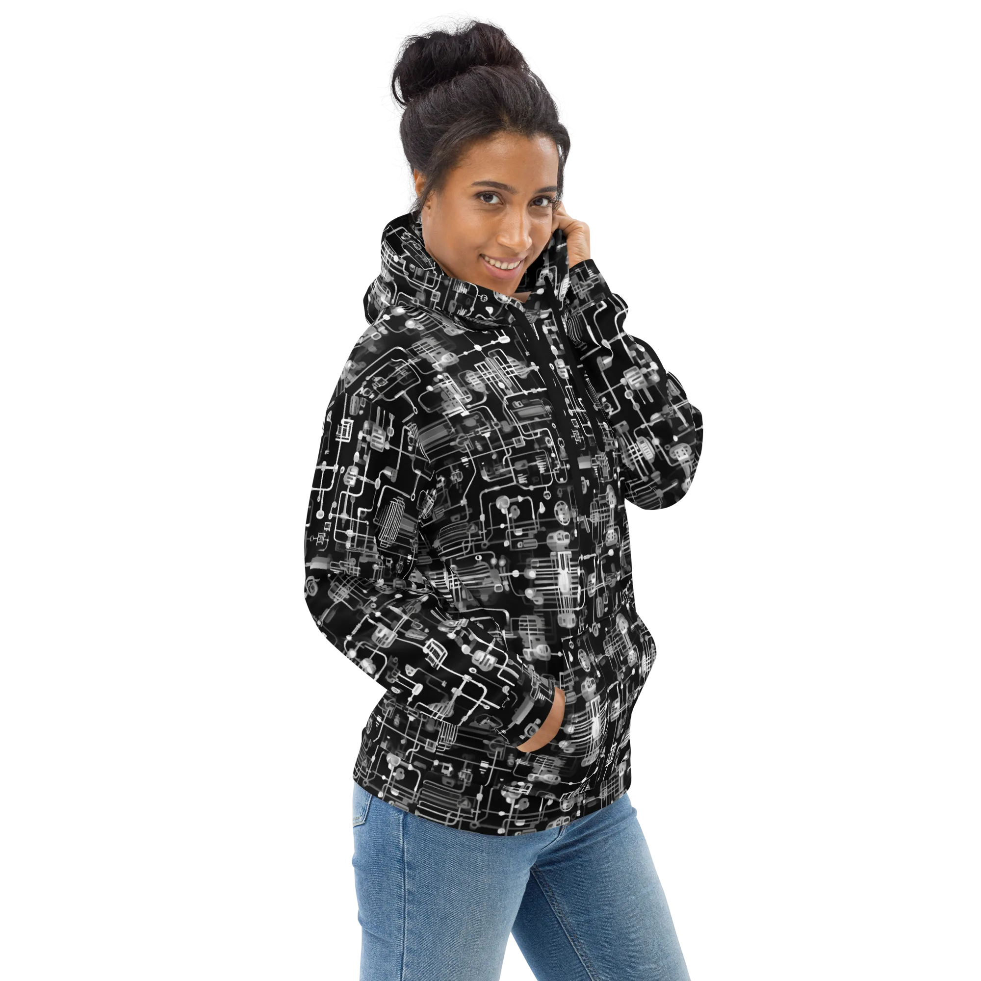 Noir Circuit on Hoodie — Right