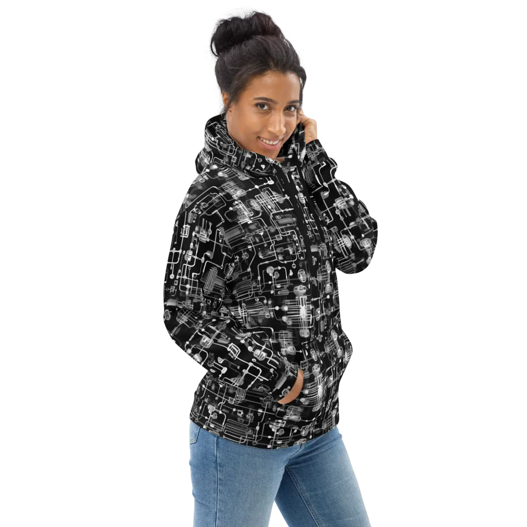 Noir Circuit on Hoodie — Right
