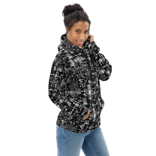 Noir Circuit on a Hoodie