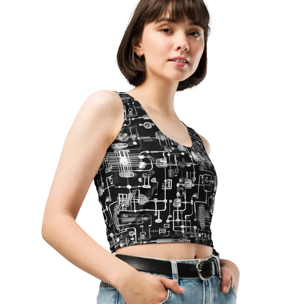 Noir Circuit on Crop Top — Right Front