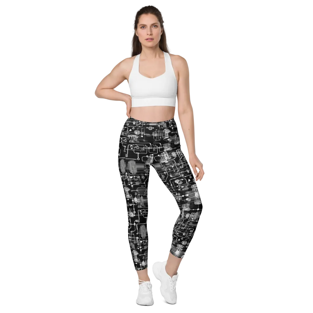 Noir Circuit on Leggings with Pockets — Front