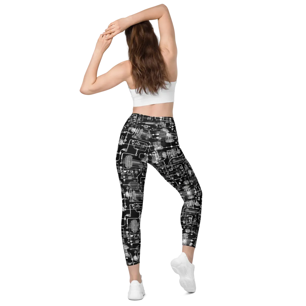 Noir Circuit on Leggings with Pockets — Back