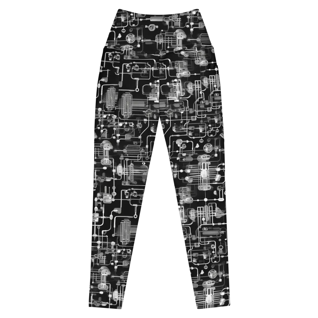 Noir Circuit on Leggings with Pockets — Front
