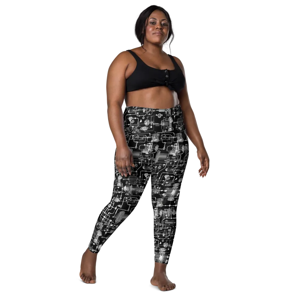 Noir Circuit on Leggings with Pockets — Front