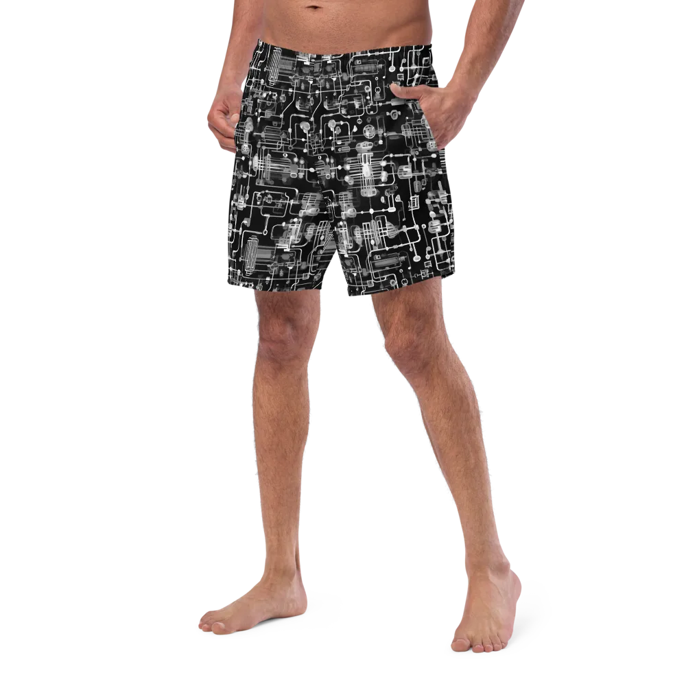 Noir Circuit on Swim Trunks — Left Front