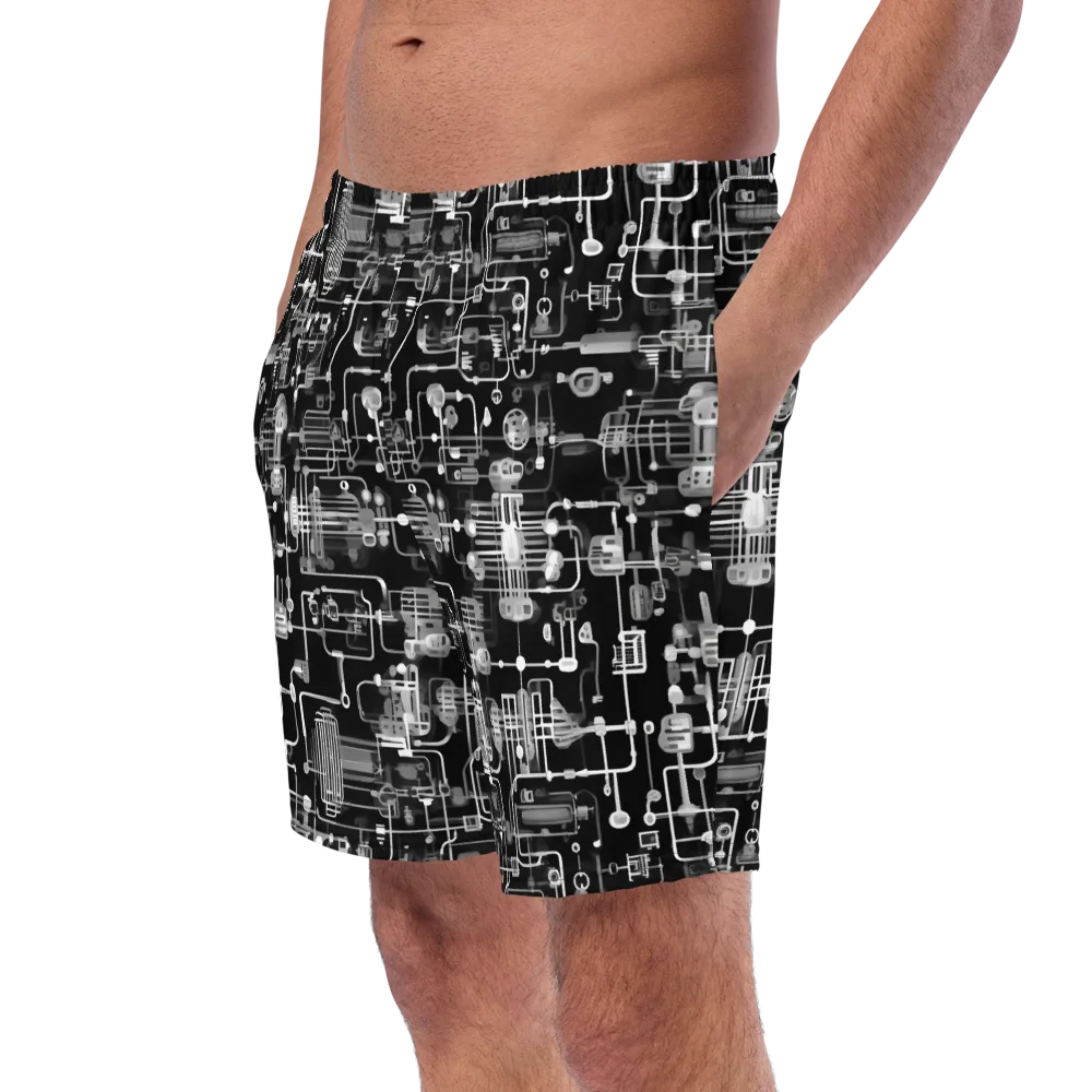 Noir Circuit on Swim Trunks — Left Front