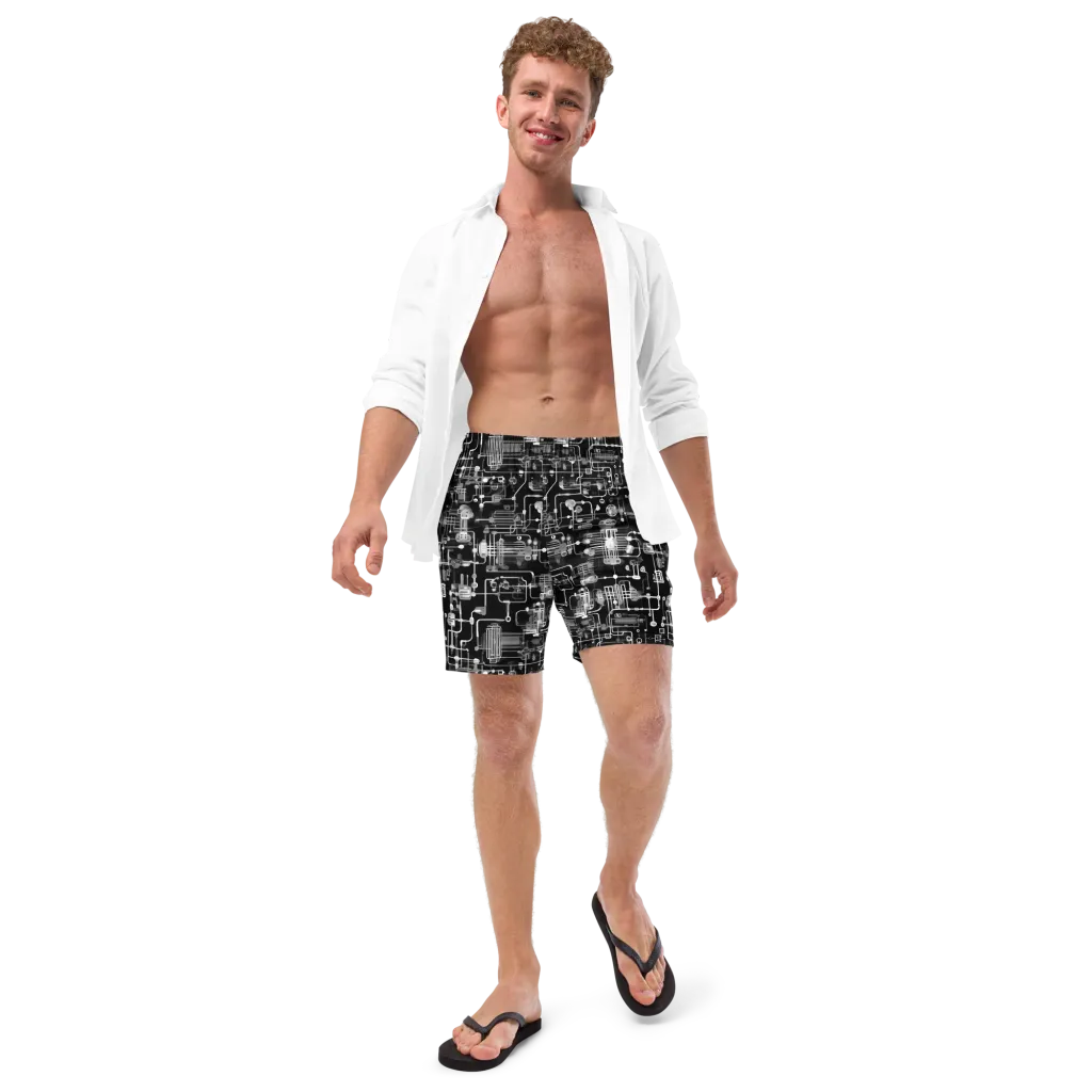 Noir Circuit on Swim Trunks — Front
