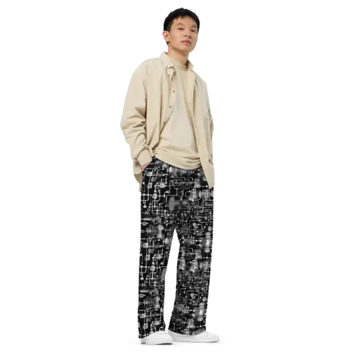 Noir Circuit on a Wide-Leg Pants