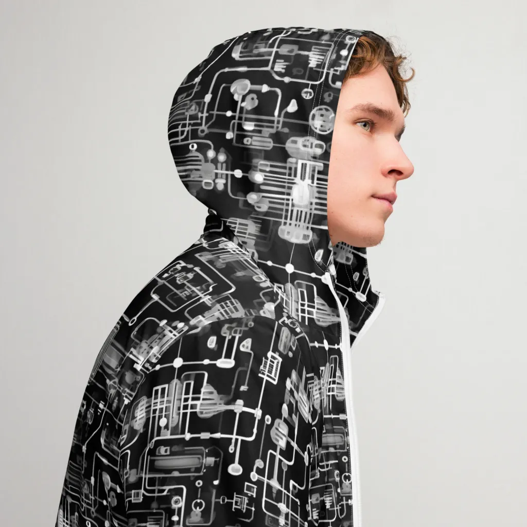 Noir Circuit on Men's Windbreaker — Right