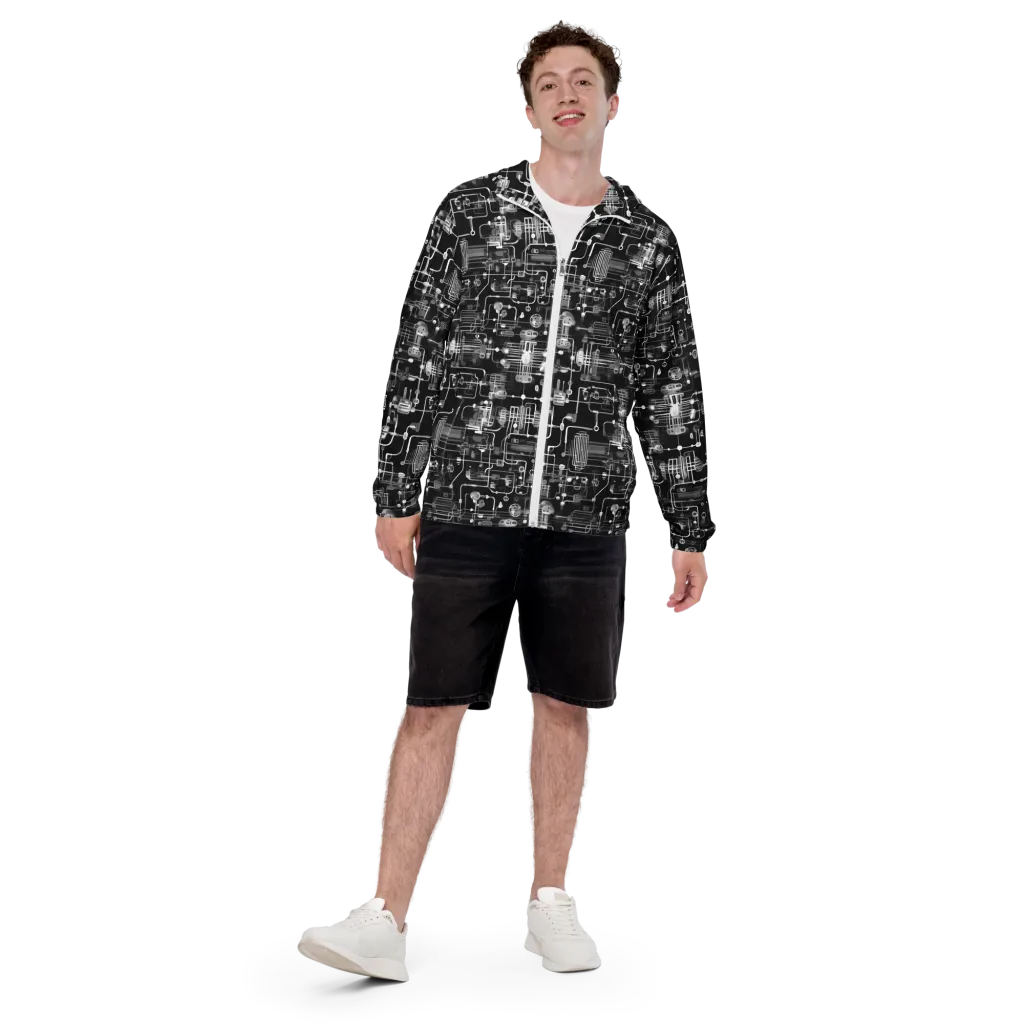 Noir Circuit on Men's Windbreaker — Front