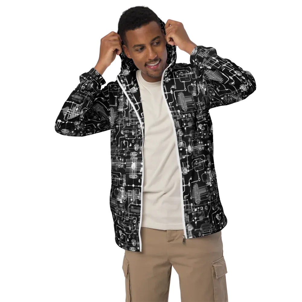 Noir Circuit on Men's Windbreaker — Front