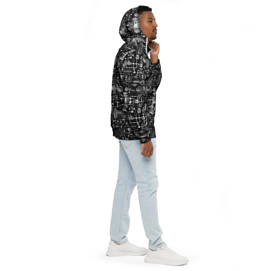 Noir Circuit on Men's Windbreaker — Right