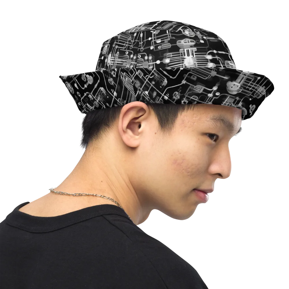 Noir Circuit on Reversible Bucket Hat — Right Outside