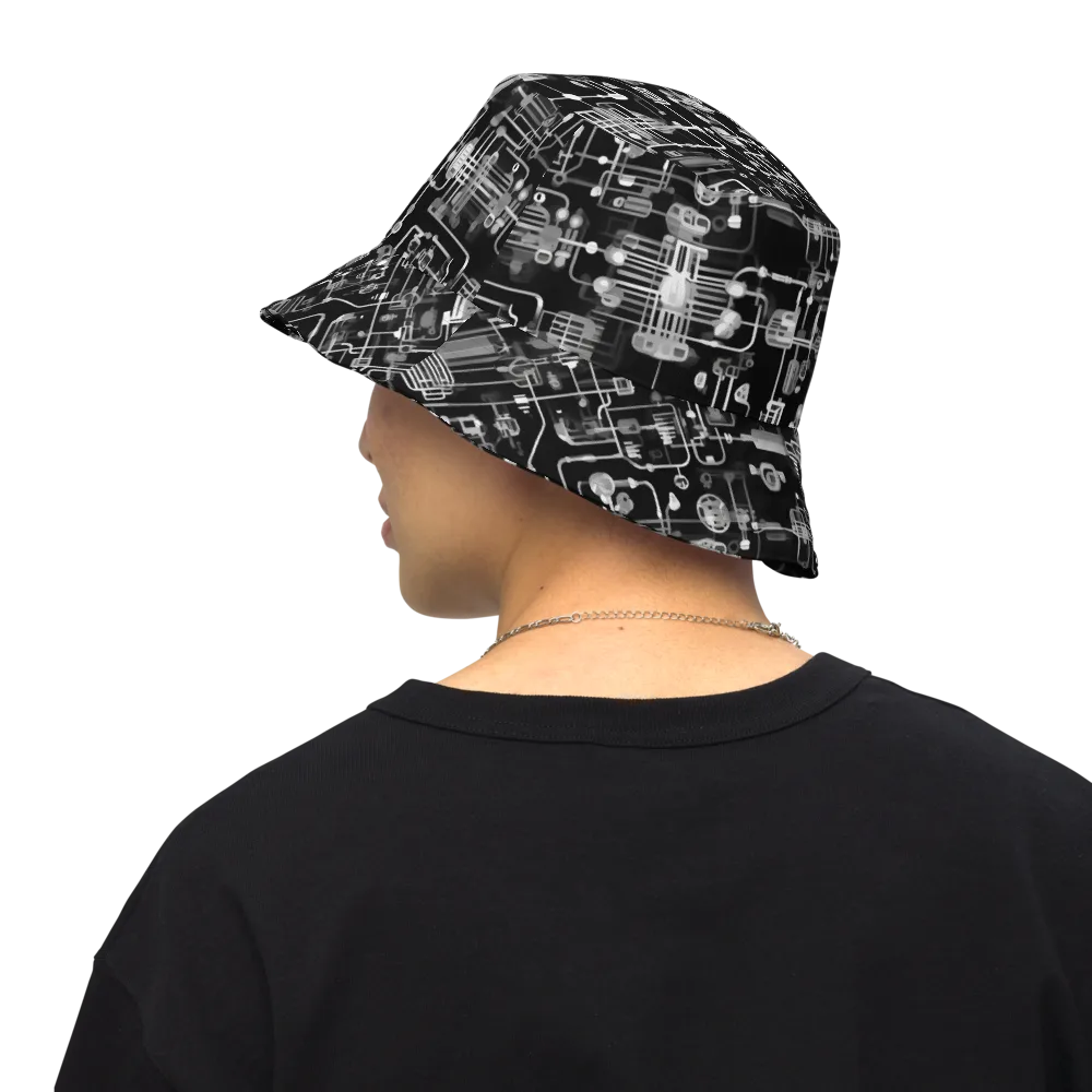 Noir Circuit on Reversible Bucket Hat — Back Inside