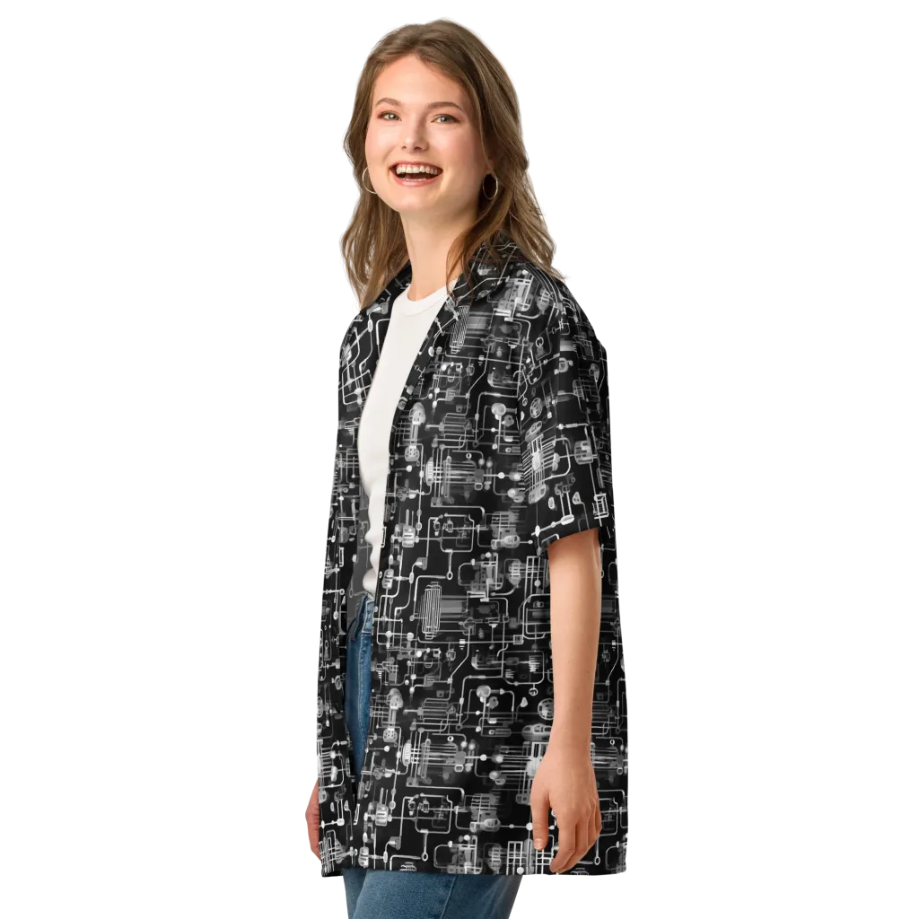 Noir Circuit on Button Shirt — Left Front