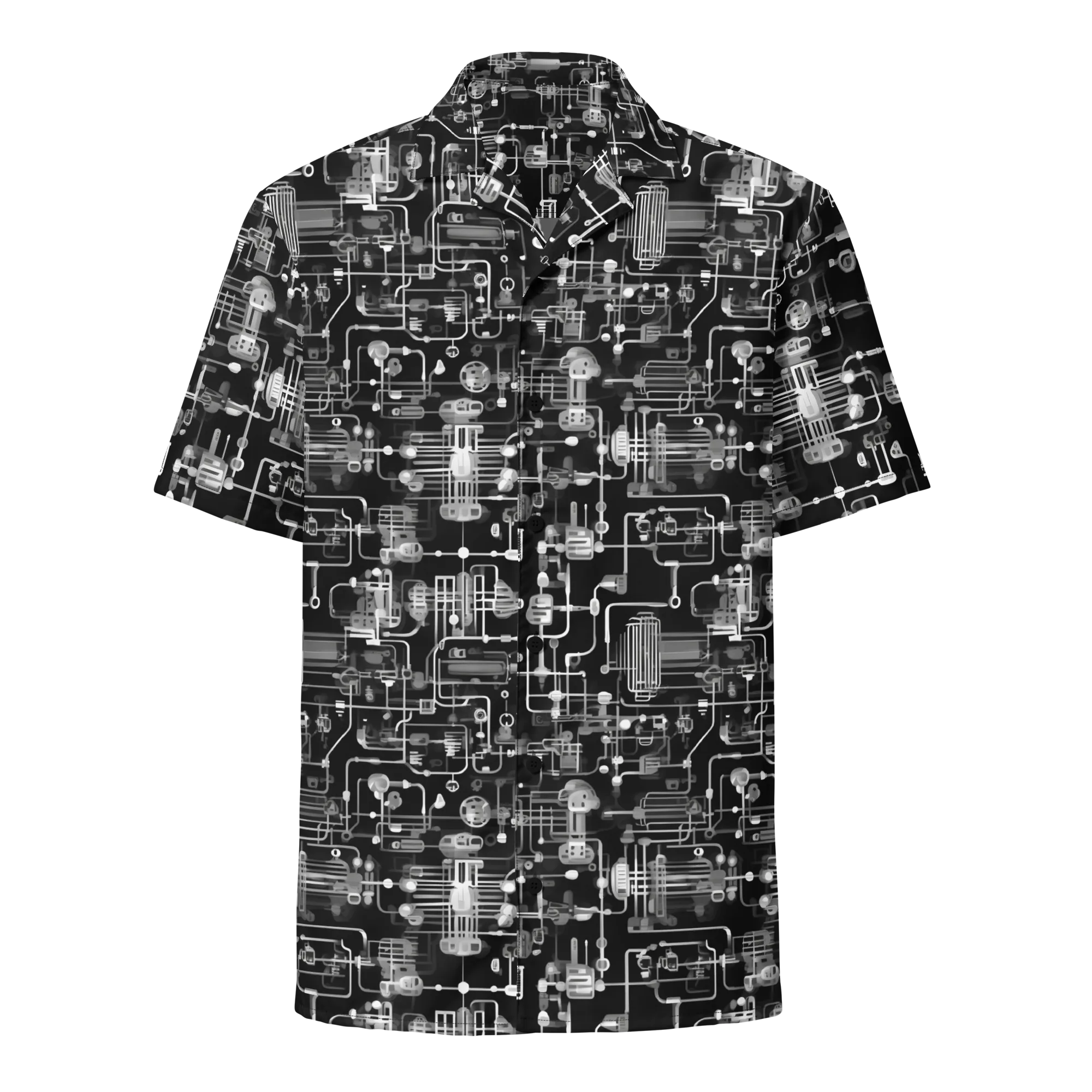 Noir Circuit on Button Shirt — Front