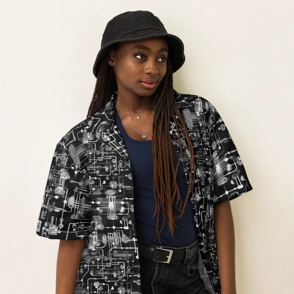 Noir Circuit on Button Shirt — Right Front