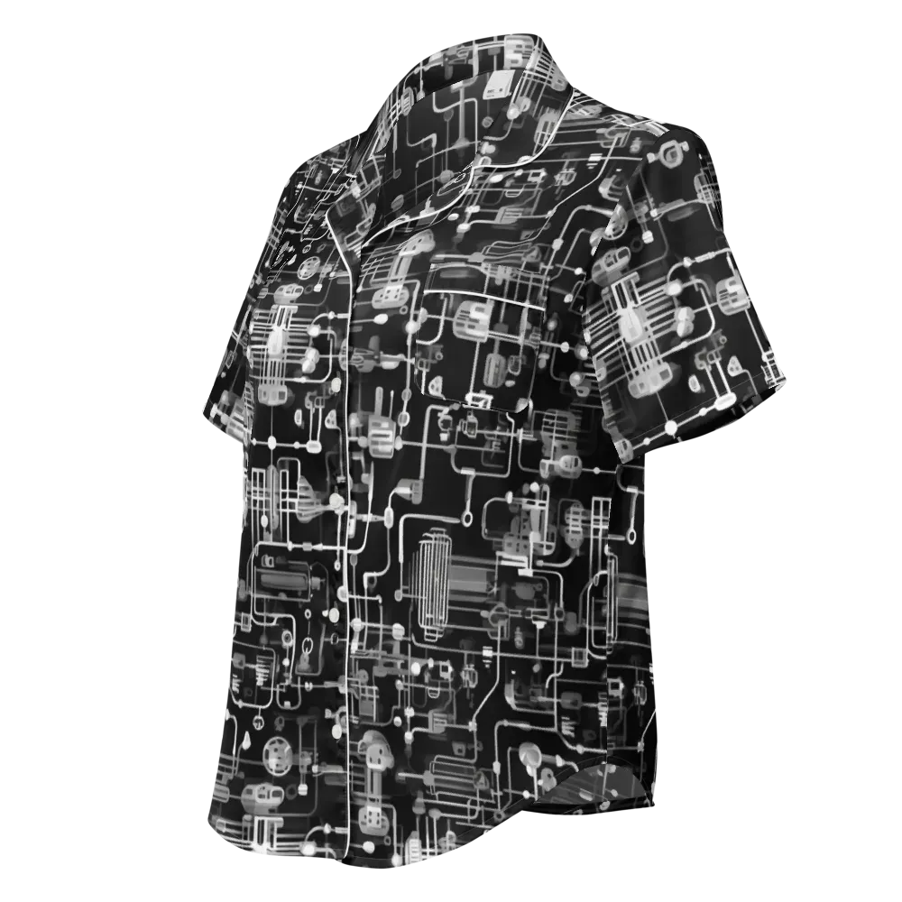 Noir Circuit on Women's Short Sleeve Pajama Top — Left Front