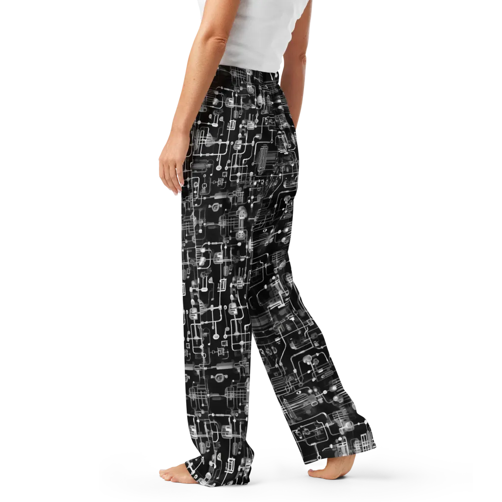 Noir Circuit on Women's Pajama Pants — Left