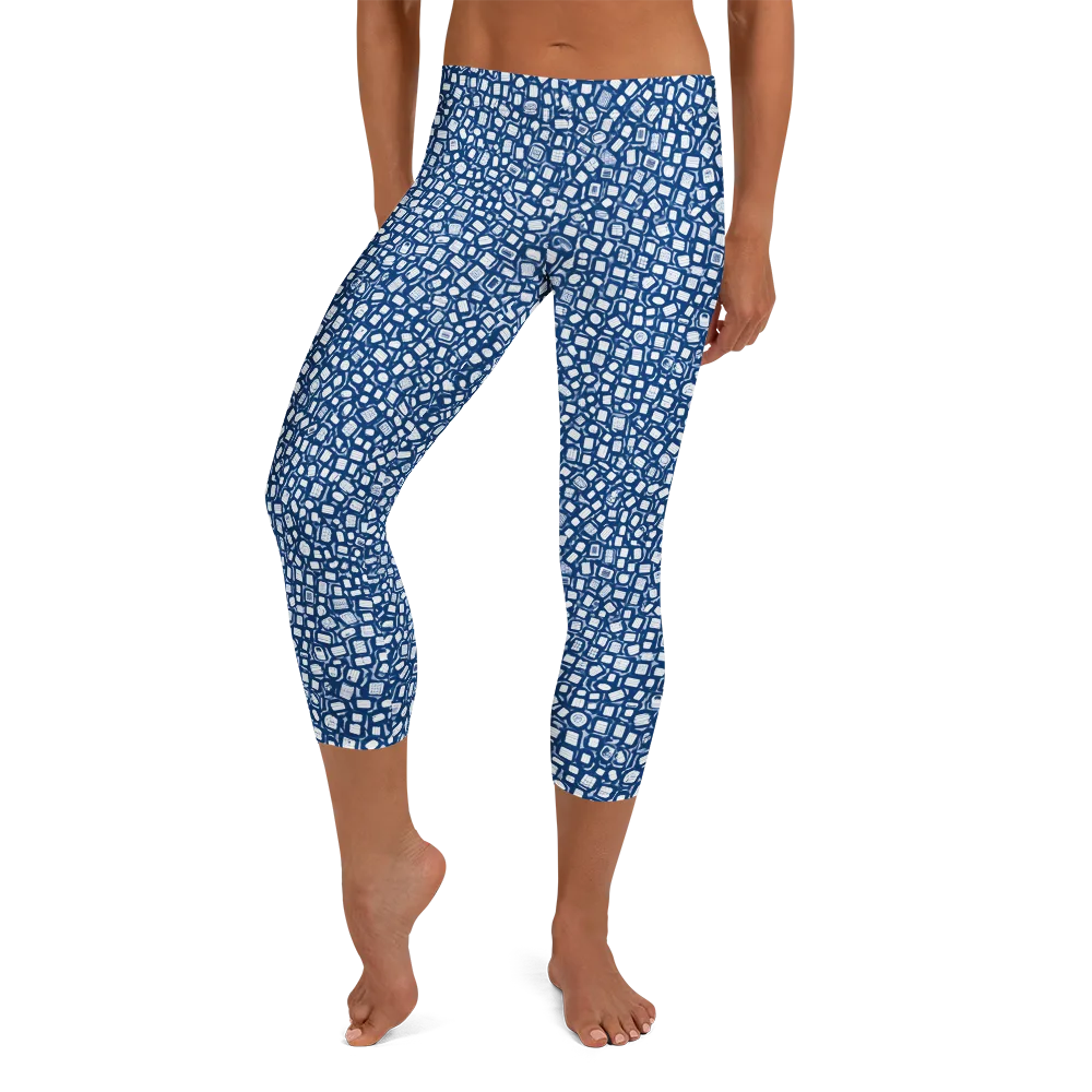 Indigo Scatter on Capri Leggings — Front