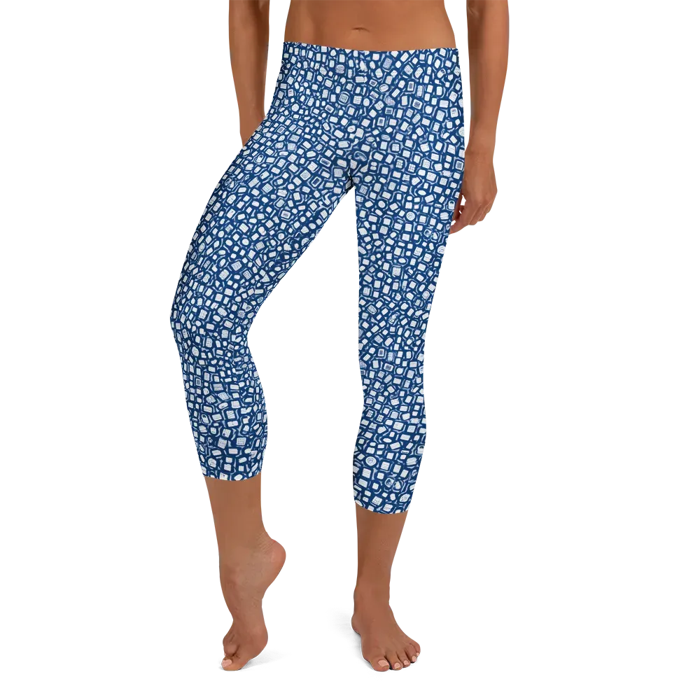 Indigo Scatter on Capri Leggings — Front