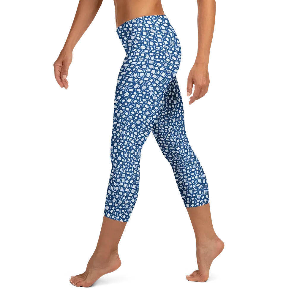 Indigo Scatter on Capri Leggings — Left