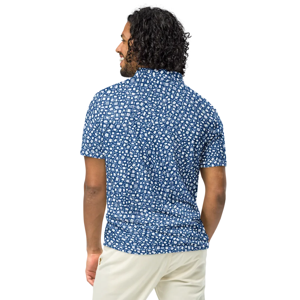 Indigo Scatter on Men's Slim Fit Polo Shirt — Back