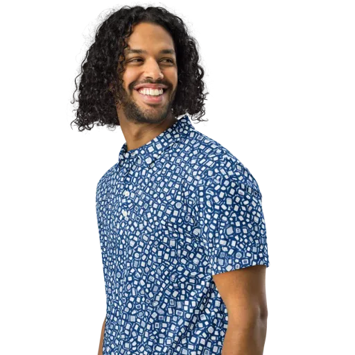 Indigo Scatter on a Men's Slim Fit Polo Shirt