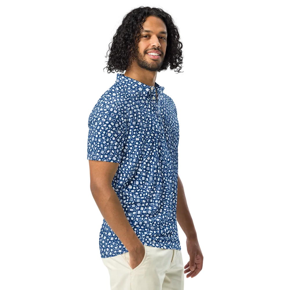 Indigo Scatter on Men's Slim Fit Polo Shirt — Right Front