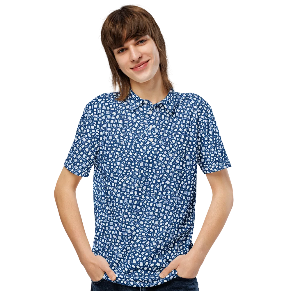 Indigo Scatter on Men's Slim Fit Polo Shirt — Front