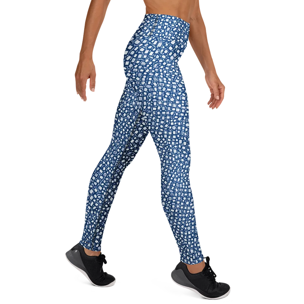 Indigo Scatter on Yoga Leggings — Right