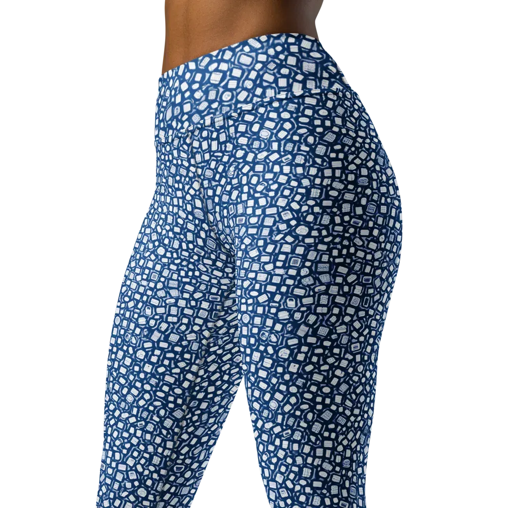 Indigo Scatter on Yoga Leggings — Left Front