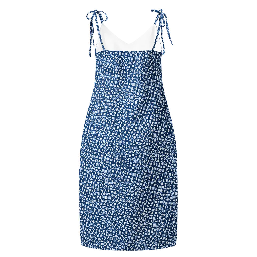 Indigo Scatter on Slip Dress — Back
