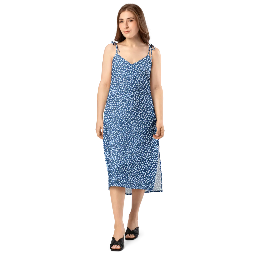 Indigo Scatter on Slip Dress — Front