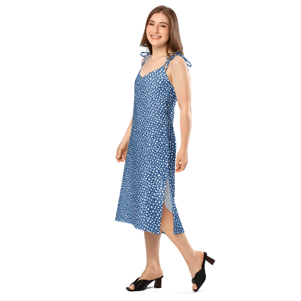 Indigo Scatter on Slip Dress — Left Front