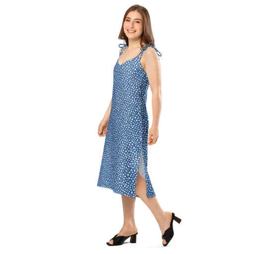 Indigo Scatter on a Slip Dress