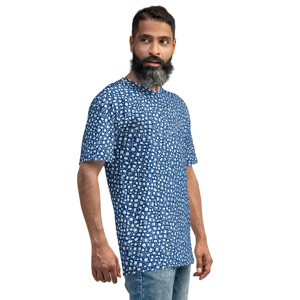Indigo Scatter on Men's Crew Neck T-Shirt — Right