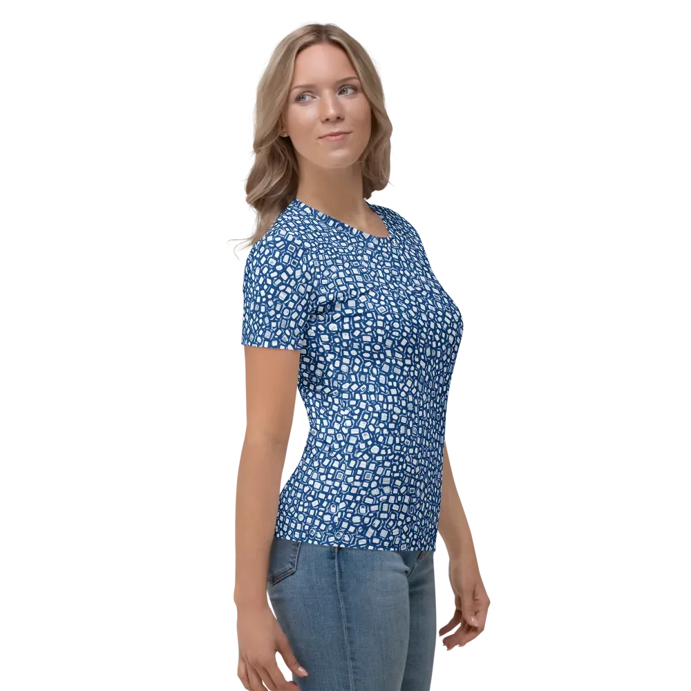 Indigo Scatter on Women's Crew Neck T-Shirt — Right