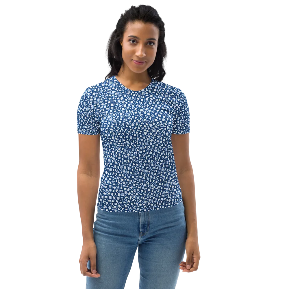 Indigo Scatter on Women's Crew Neck T-Shirt — Front