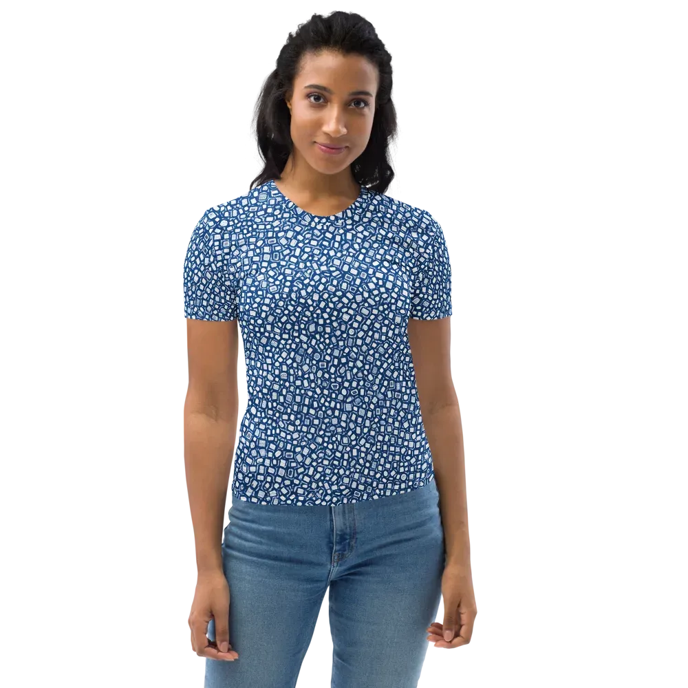Indigo Scatter on Women's Crew Neck T-Shirt — Front