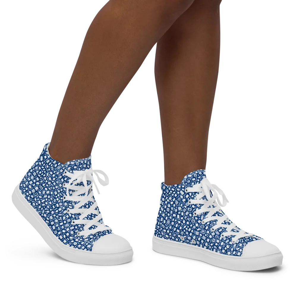 Indigo Scatter on Women's High Top Canvas Shoes — Right