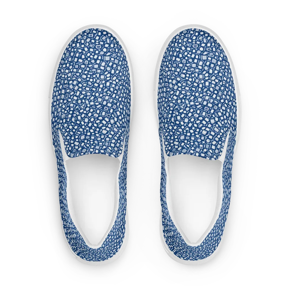 Indigo Scatter on Men's Slip-On Canvas Shoes — Front