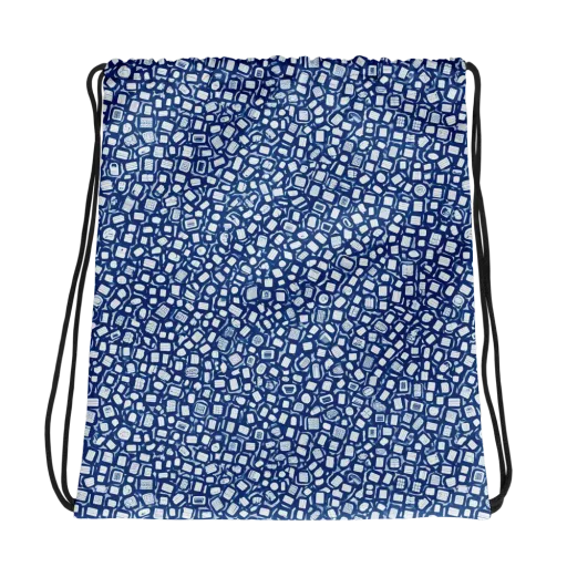 Indigo Scatter on a Drawstring Bag