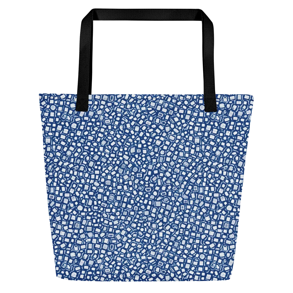 Indigo Scatter on Large Tote Bag W/ Pocket — Front