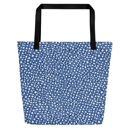 Indigo Scatter on a Large Tote Bag W/ Pocket
