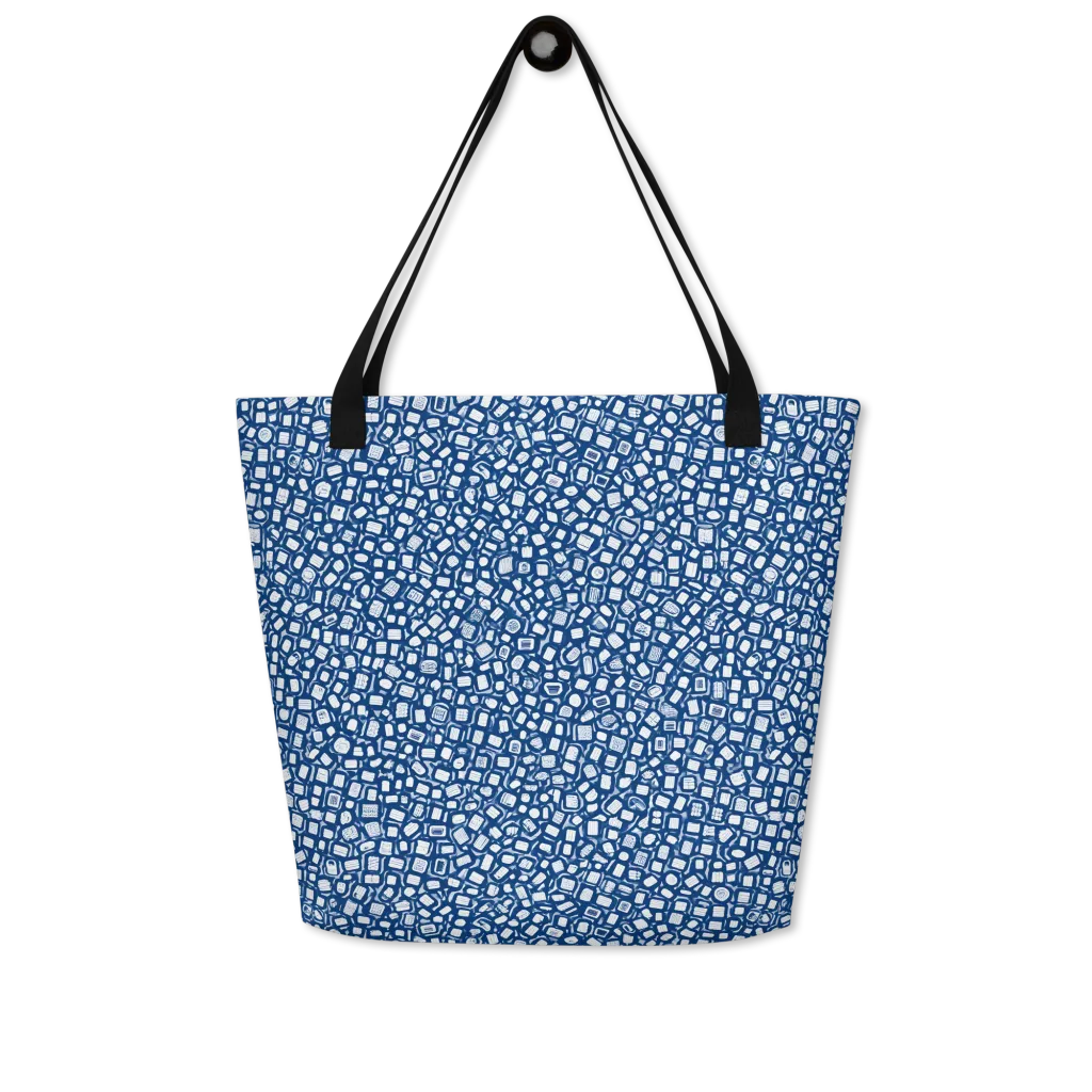 Indigo Scatter on Large Tote Bag W/ Pocket — Front